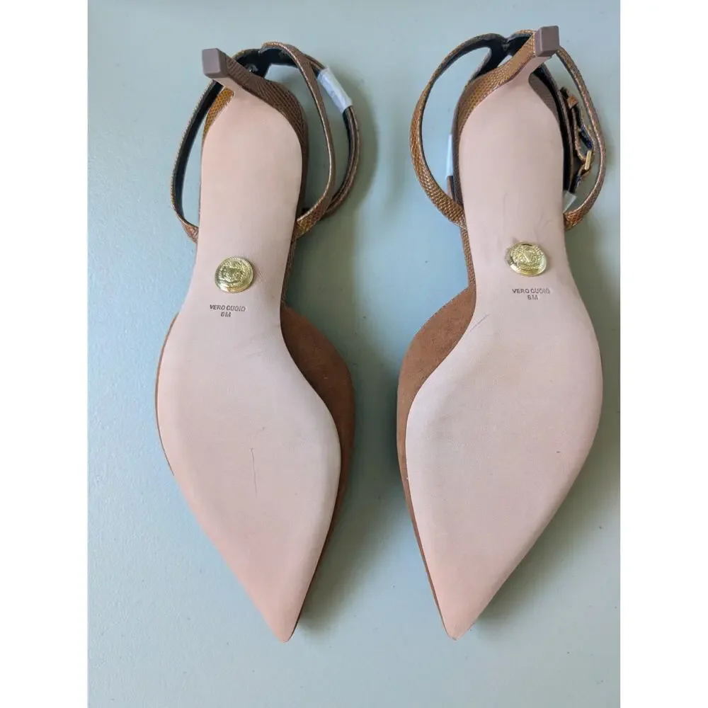 NIB Veronica Beard Colette Pointed-toe Ankle Strap Pump Size US 8M Caramel